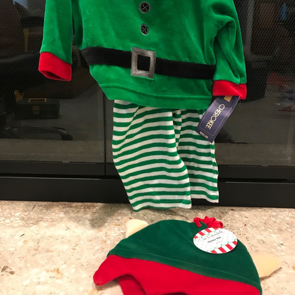 3-6 month Cherokee Christmas Elf Outfit and Hat
